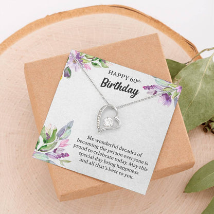 Happy 60th Birthday Necklace, Happy 60th Birthday Gift, 60th Birthday Jewelry Gift - JustFamilyThings