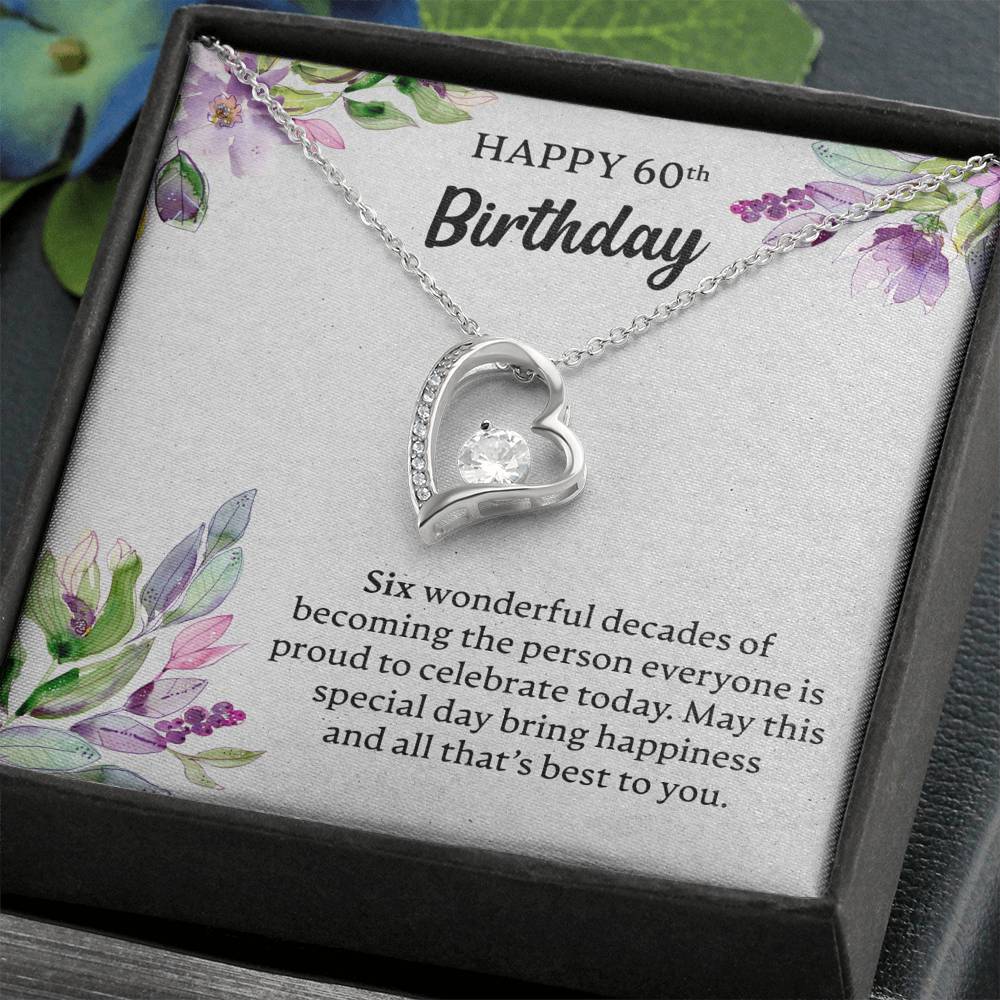 Happy 60th Birthday Necklace, Happy 60th Birthday Gift, 60th Birthday Jewelry Gift - JustFamilyThings