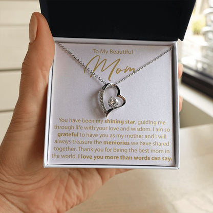 To My Mom - My Shining Star - Forever Love Necklace - JustFamilyThings