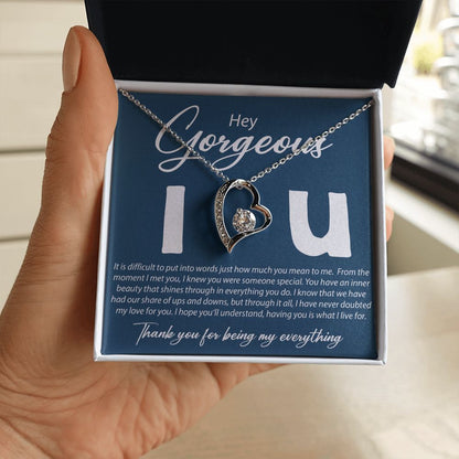 Hey Gorgeous - It Is Difficult To Put Into Words - Forever Love Necklace - JustFamilyThings
