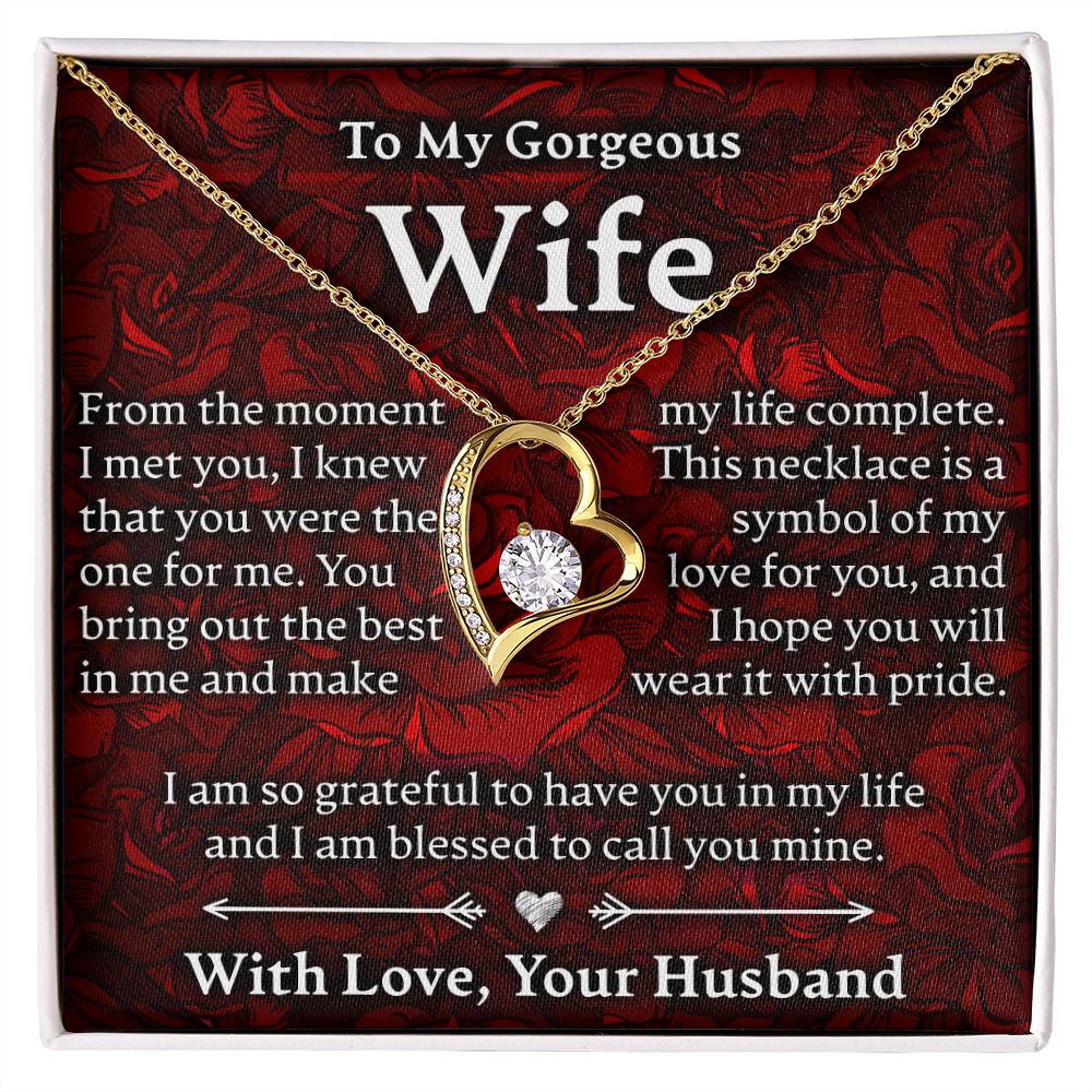 To My Gorgeous Wife - Roses - Forever Love Necklace - JustFamilyThings