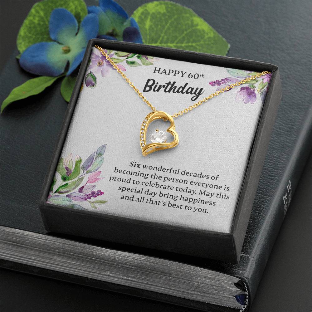 Happy 60th Birthday Necklace, Happy 60th Birthday Gift, 60th Birthday Jewelry Gift - JustFamilyThings