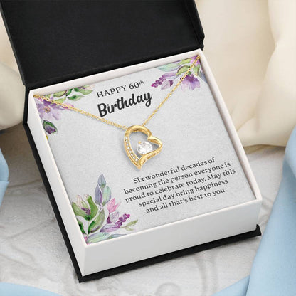 Happy 60th Birthday Necklace, Happy 60th Birthday Gift, 60th Birthday Jewelry Gift - JustFamilyThings