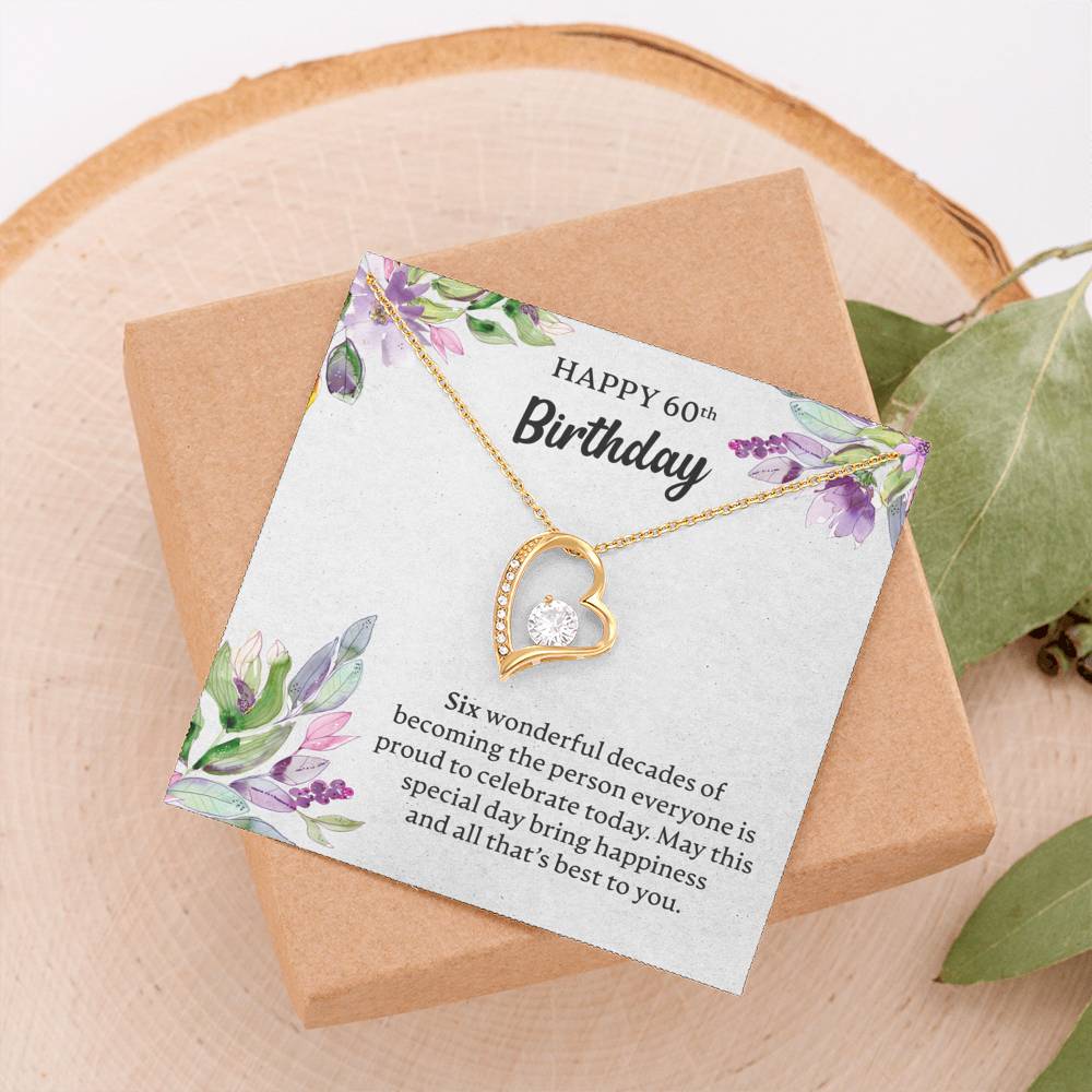 Happy 60th Birthday Necklace, Happy 60th Birthday Gift, 60th Birthday Jewelry Gift - JustFamilyThings