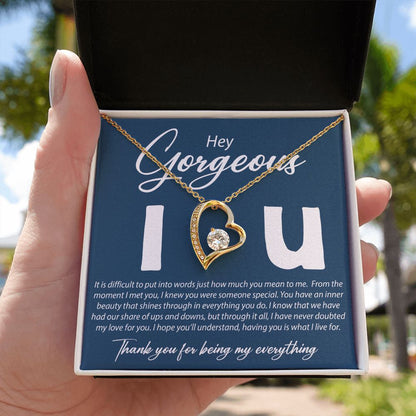 Hey Gorgeous - It Is Difficult To Put Into Words - Forever Love Necklace - JustFamilyThings