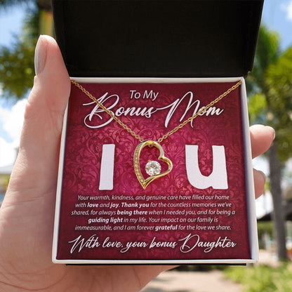 To My Bonus Mom, I Love You - Forever Love Necklace
