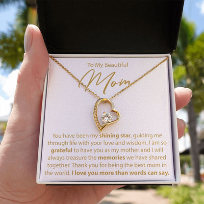 To My Mom - My Shining Star - Forever Love Necklace - JustFamilyThings