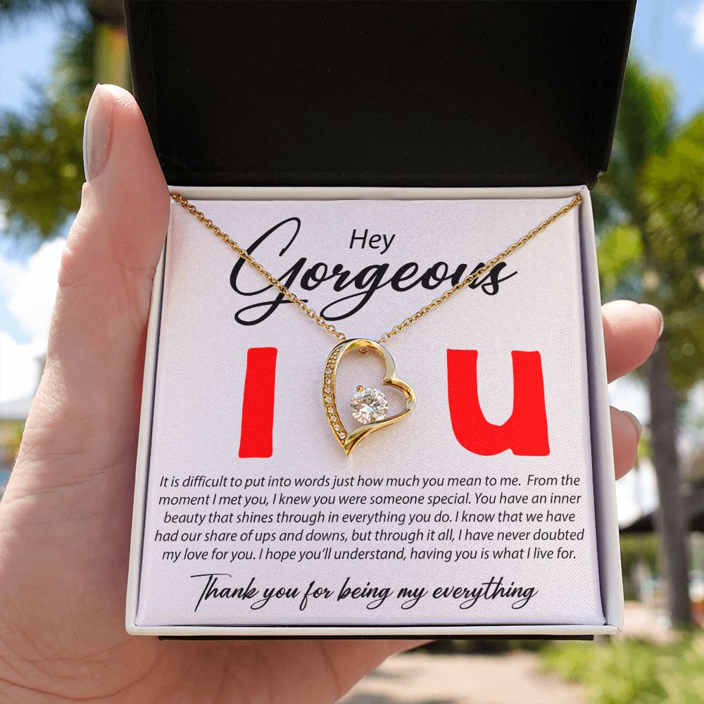 Hey Gorgeous - It Is Difficult To Put Into Words - Forever Love Necklace - JustFamilyThings