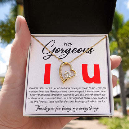 Hey Gorgeous - It Is Difficult To Put Into Words - Forever Love Necklace - JustFamilyThings
