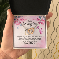 Load image into Gallery viewer, to my daughter from mom - i promise you - Interlocking Hearts Necklace - JustFamilyThings
