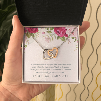 To My Dear Sister - Interlocking Hearts Necklace - JustFamilyThings