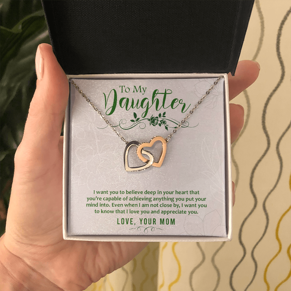 To my Daughter from Mom - I want you to believe - Interlocking Hearts Necklace - JustFamilyThings
