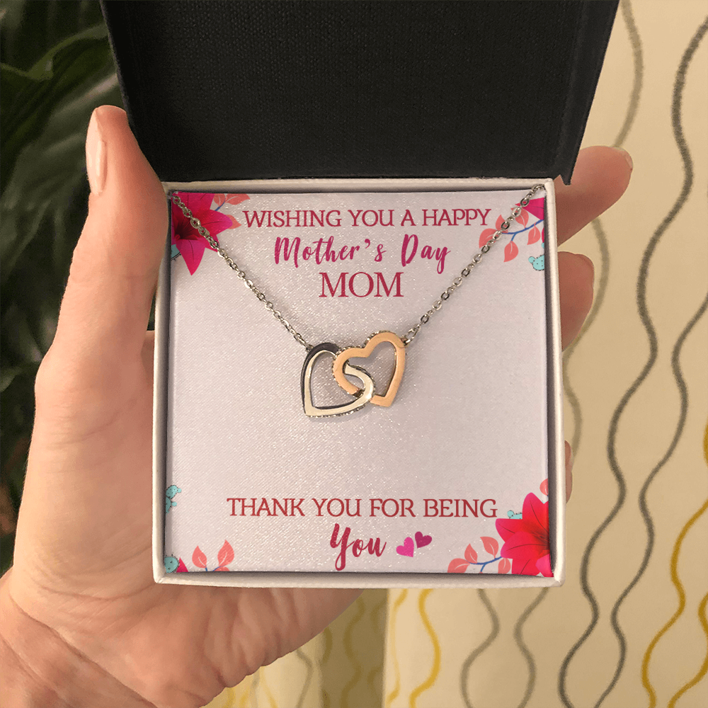 Wishing you a happy Mother's day - Interlocking Hearts Necklace - JustFamilyThings
