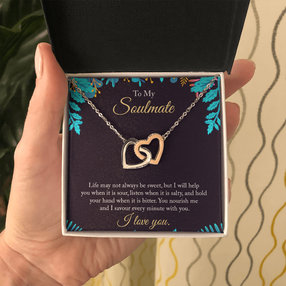 To My Soulmate - life may not always be sweet - Interlocking Hearts Necklace - JustFamilyThings