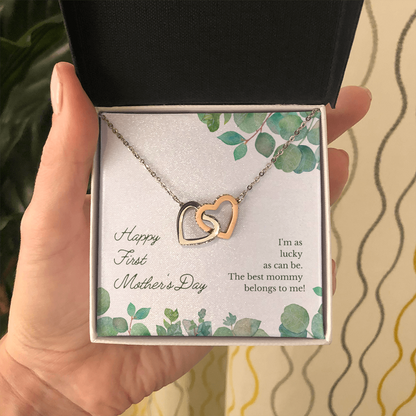 Happy First Mother's Day - Interlocking Hearts Necklace - JustFamilyThings