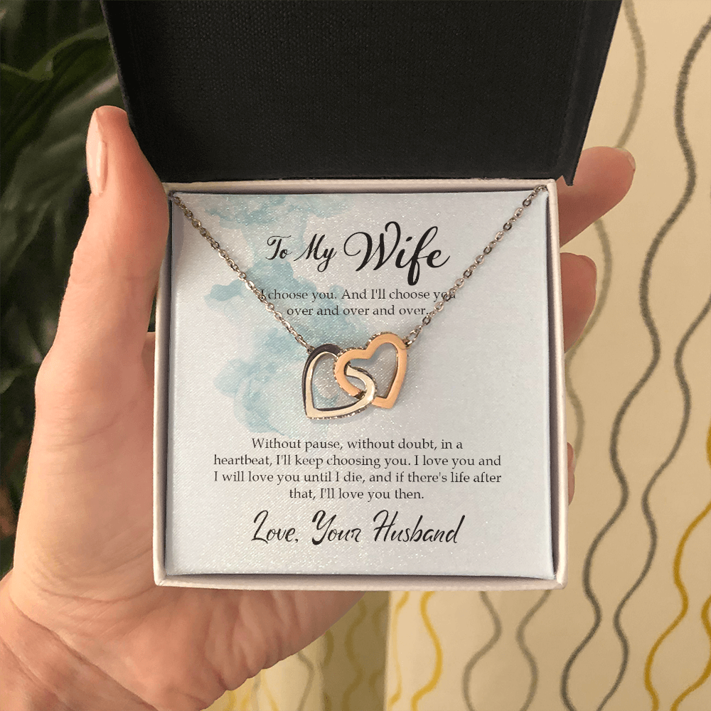 To my wife - I choose you - Interlocking Hearts Necklace - JustFamilyThings