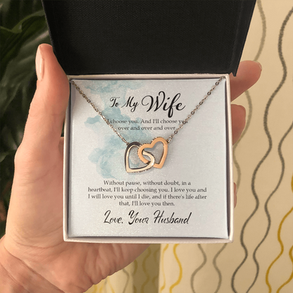 To my wife - I choose you - Interlocking Hearts Necklace - JustFamilyThings