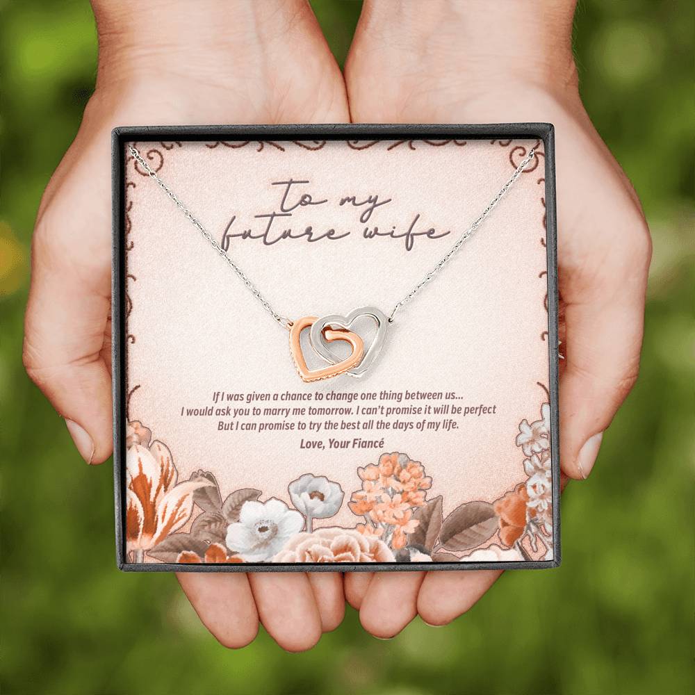 To My Future Wife - Interlocking Hearts Necklace Gift from Fiancé - JustFamilyThings
