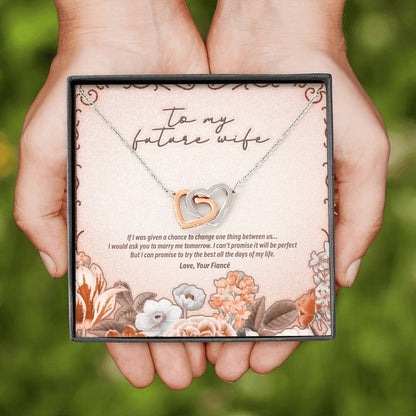To My Future Wife - Interlocking Hearts Necklace Gift from Fiancé - JustFamilyThings
