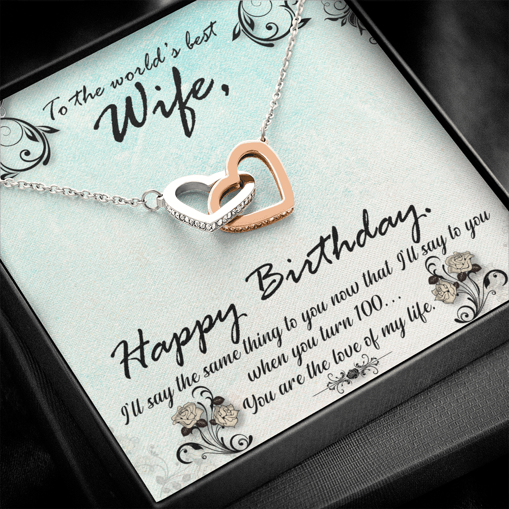 Happy Birthday to wife - Interlocking Hearts Necklace - JustFamilyThings