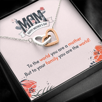 Load image into Gallery viewer, to the world you are a mother - Interlocking Hearts Necklace - JustFamilyThings
