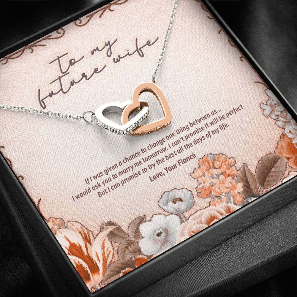 To My Future Wife - Interlocking Hearts Necklace Gift from Fiancé - JustFamilyThings