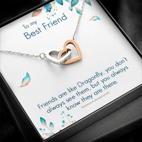 Load image into Gallery viewer, To My Best Friend - Friends are like Dragonfly - Interlocking Hearts Necklace - JustFamilyThings
