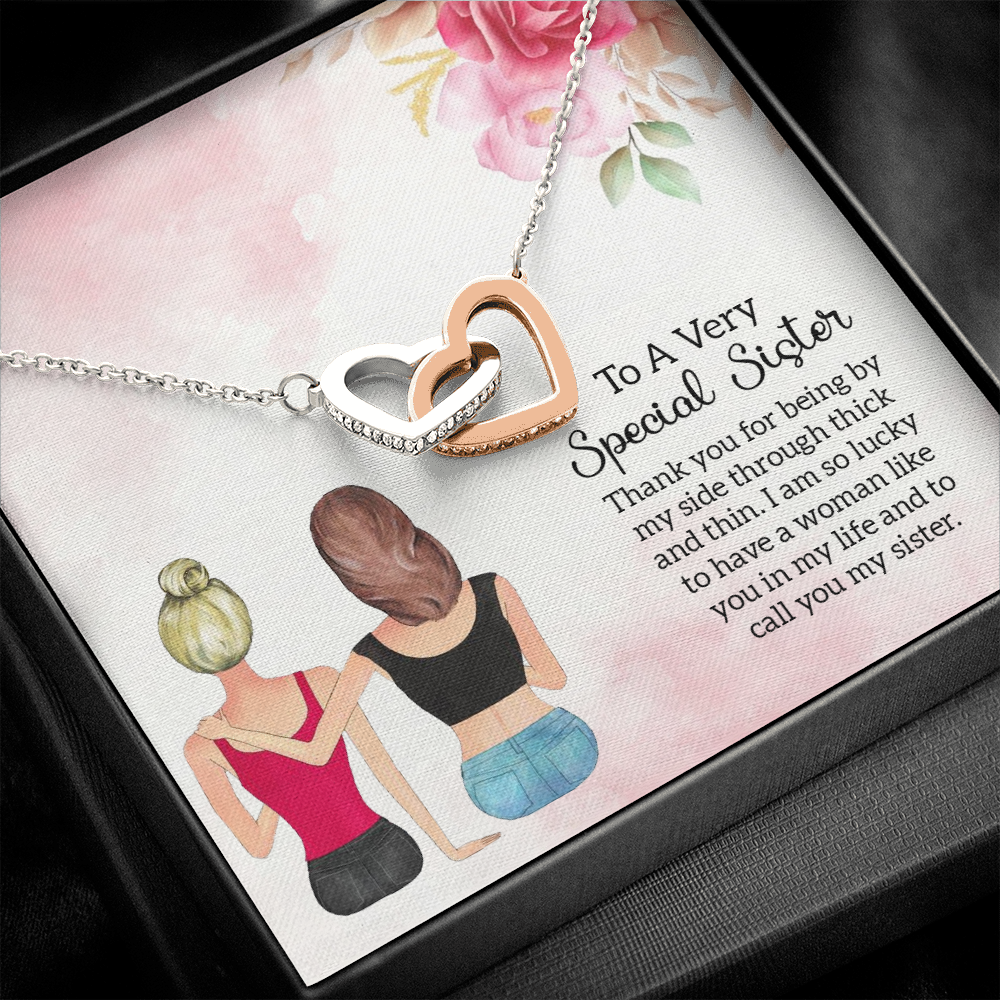 To A Very Special Sister - Interlocking Hearts Necklace - JustFamilyThings