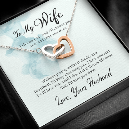 To my wife - I choose you - Interlocking Hearts Necklace - JustFamilyThings