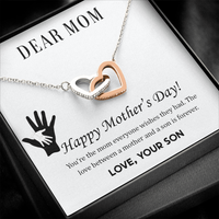 Load image into Gallery viewer, To mom from son - Dear Mom,  Happy Mother’s Day! - Interlocking Hearts Necklace - JustFamilyThings
