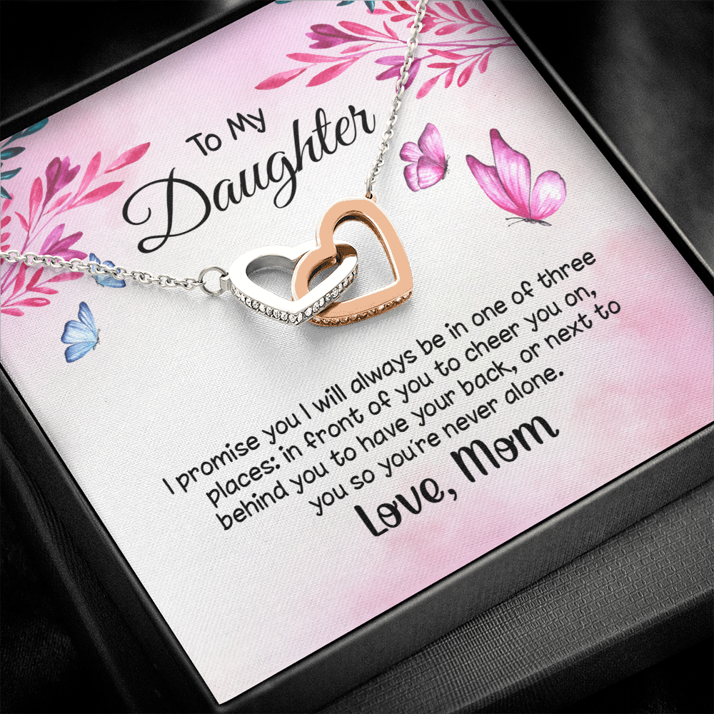 to my daughter from mom - i promise you - Interlocking Hearts Necklace - JustFamilyThings