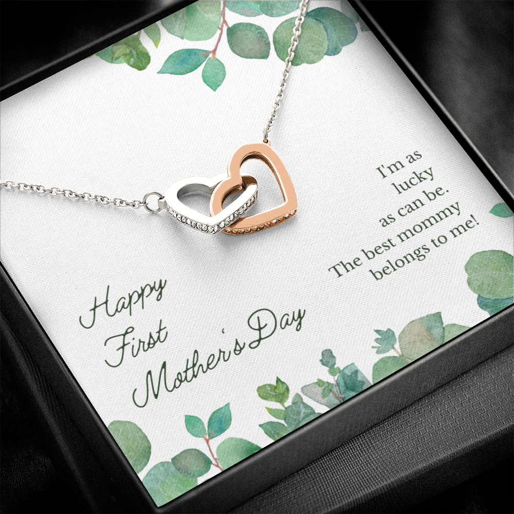 Happy First Mother's Day - Interlocking Hearts Necklace - JustFamilyThings