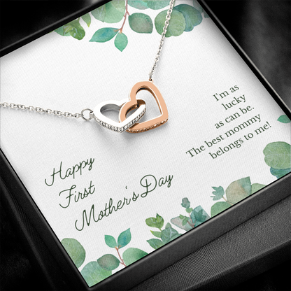 Happy First Mother's Day - Interlocking Hearts Necklace - JustFamilyThings