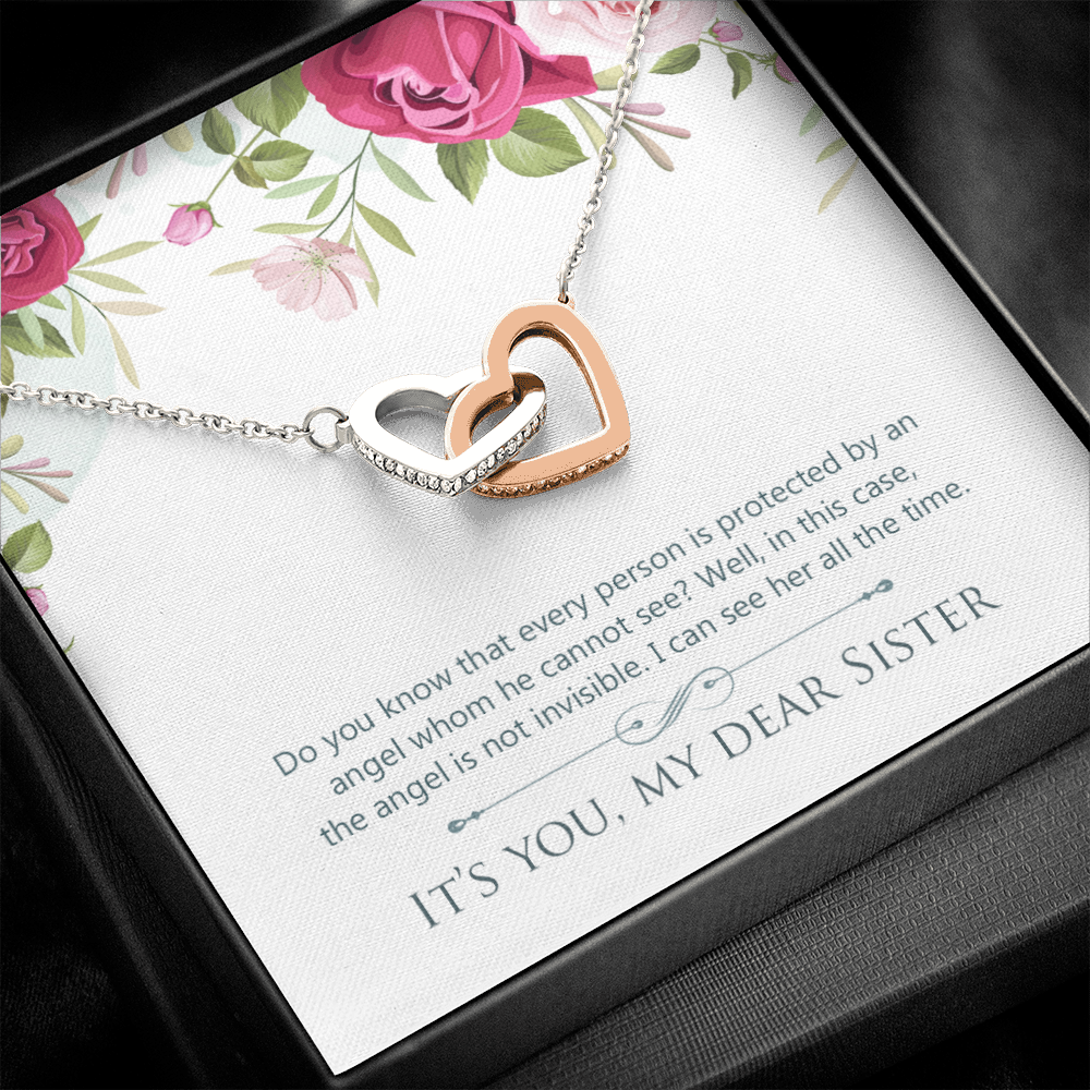 To My Dear Sister - Interlocking Hearts Necklace - JustFamilyThings