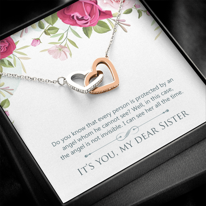 To My Dear Sister - Interlocking Hearts Necklace - JustFamilyThings