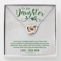 Load image into Gallery viewer, To my Daughter from Mom - I want you to believe - Interlocking Hearts Necklace - JustFamilyThings
