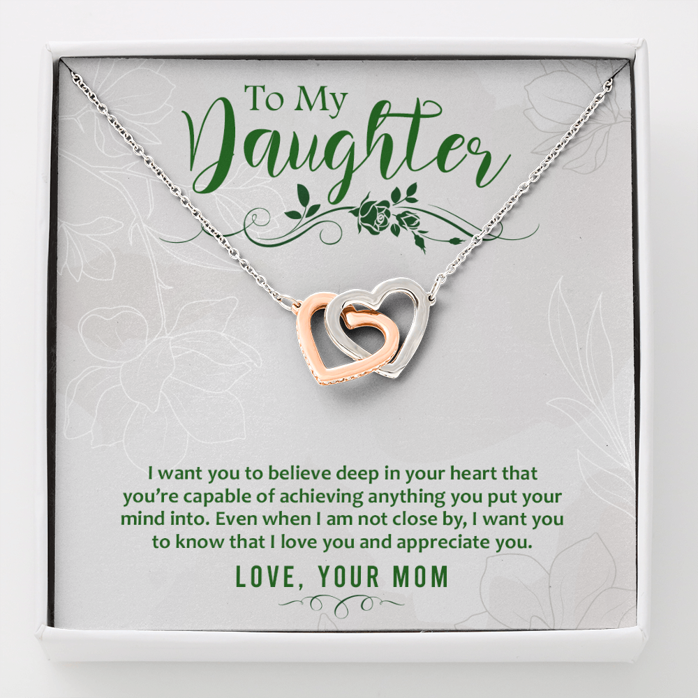 To my Daughter from Mom - I want you to believe - Interlocking Hearts Necklace - JustFamilyThings