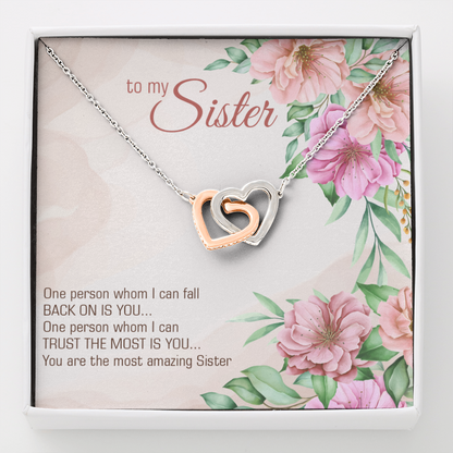 To My Sister - Interlocking Hearts Necklace - JustFamilyThings