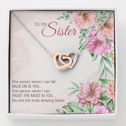 To My Sister - Interlocking Hearts Necklace - JustFamilyThings