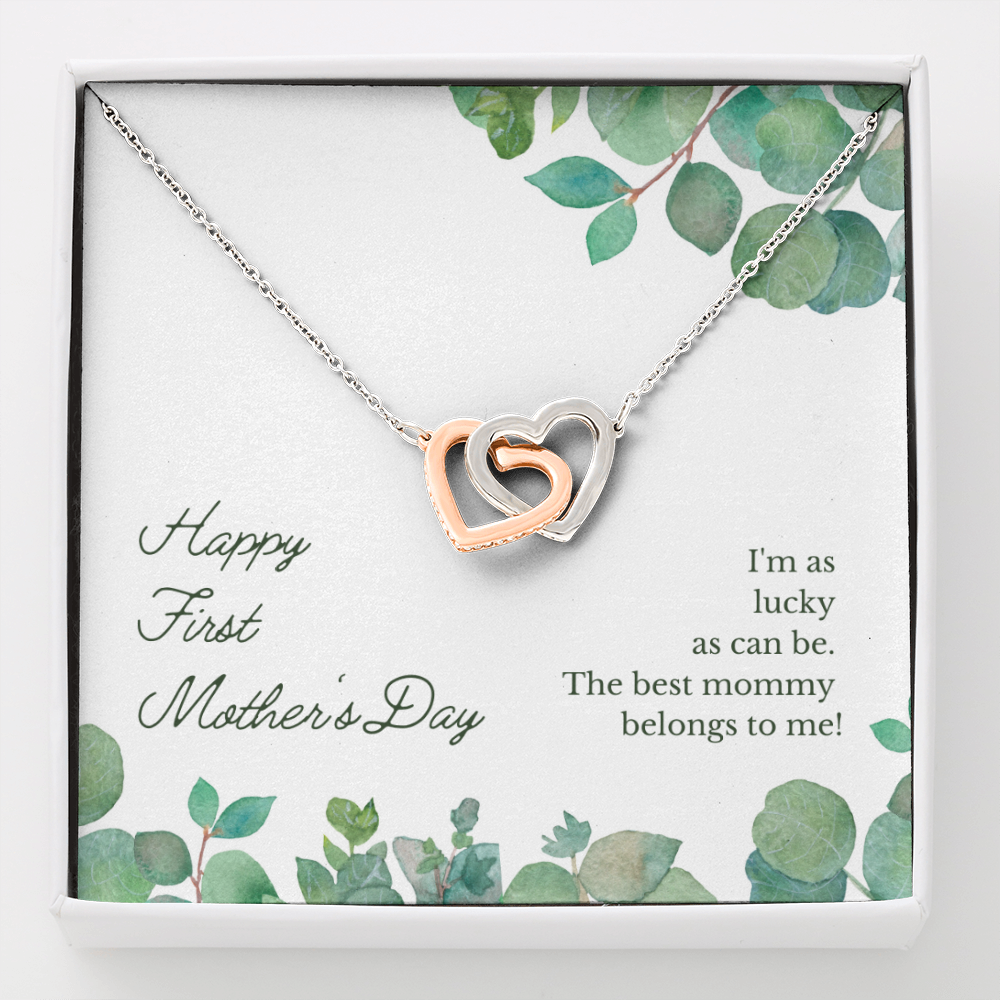 Happy First Mother's Day - Interlocking Hearts Necklace - JustFamilyThings