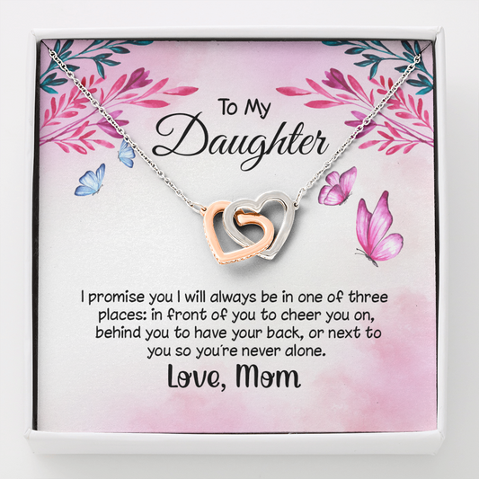 to my daughter from mom - i promise you - Interlocking Hearts Necklace - JustFamilyThings