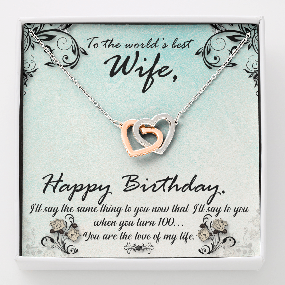 Happy Birthday to wife - Interlocking Hearts Necklace - JustFamilyThings