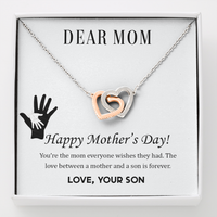 Load image into Gallery viewer, To mom from son - Dear Mom,  Happy Mother’s Day! - Interlocking Hearts Necklace - JustFamilyThings
