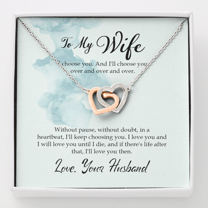 To my wife - I choose you - Interlocking Hearts Necklace - JustFamilyThings