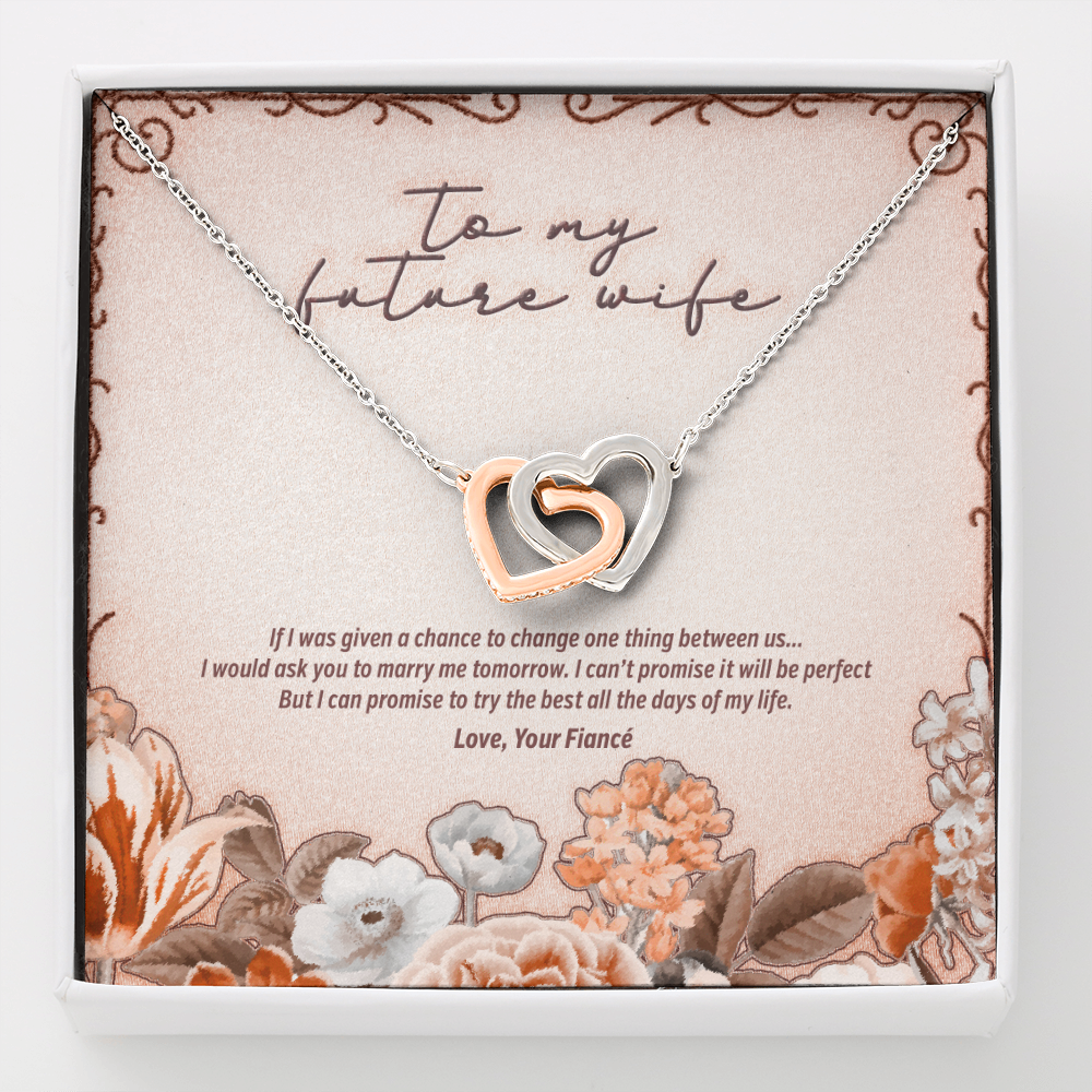 To My Future Wife - Interlocking Hearts Necklace Gift from Fiancé - JustFamilyThings