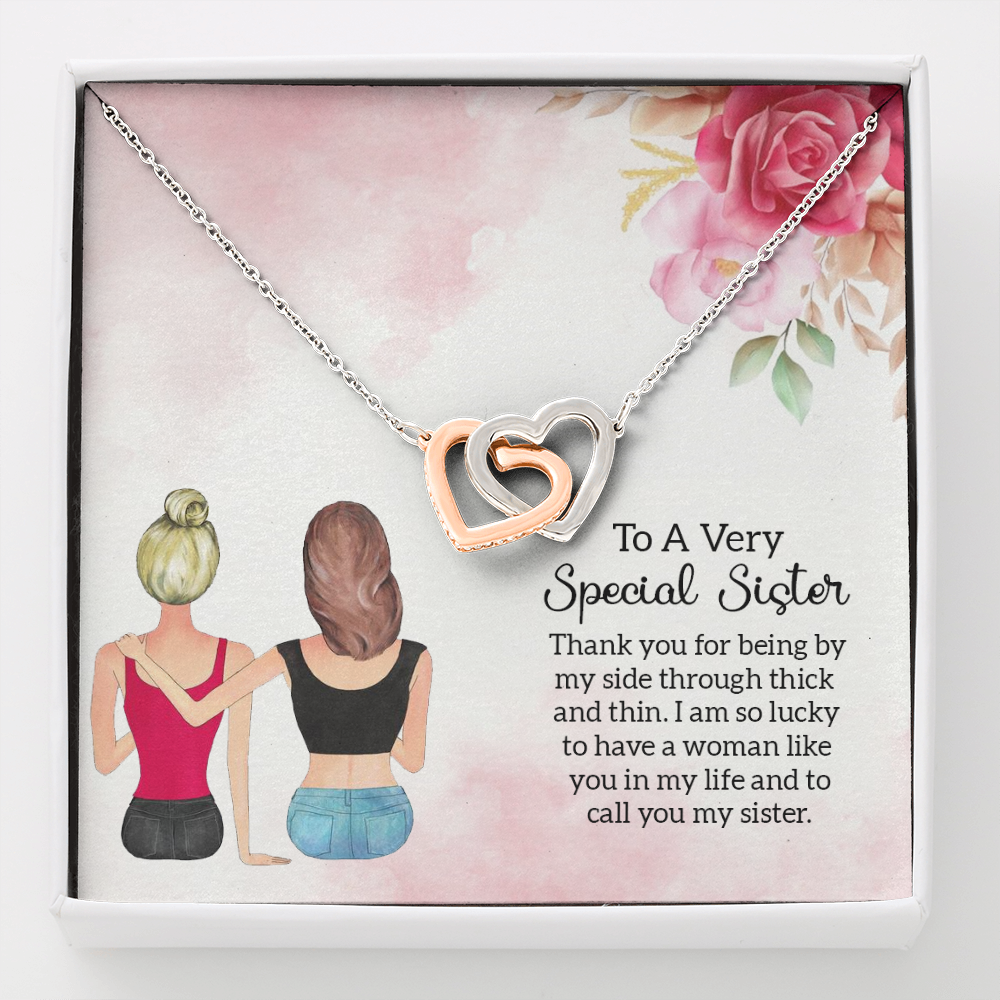To A Very Special Sister - Interlocking Hearts Necklace - JustFamilyThings