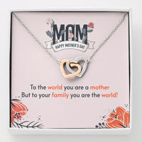 Load image into Gallery viewer, to the world you are a mother - Interlocking Hearts Necklace - JustFamilyThings

