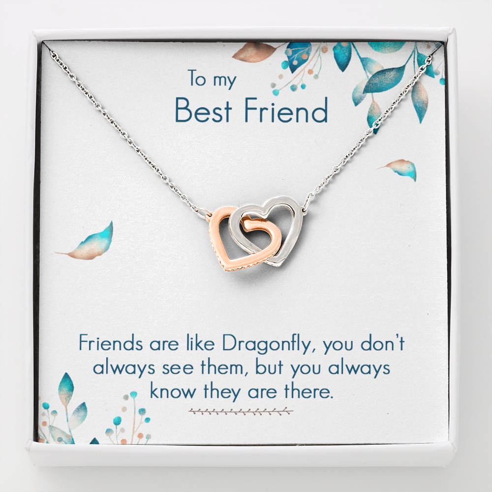 To My Best Friend - Friends are like Dragonfly - Interlocking Hearts Necklace - JustFamilyThings