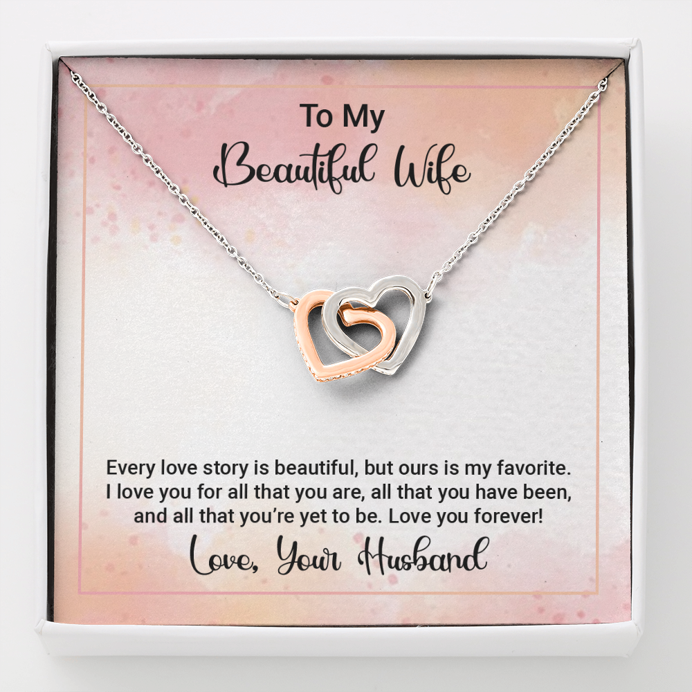 to my beautiful wife - Interlocking Hearts Necklace - JustFamilyThings