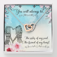 Load image into Gallery viewer, To Soul Sister - You will always be - Interlocking Hearts Necklace - JustFamilyThings
